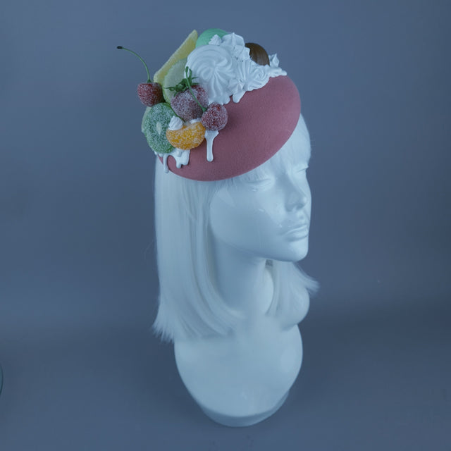 "Sugar Sugar" Sugared Fruit & Cream Pink Food Fascinator Hat