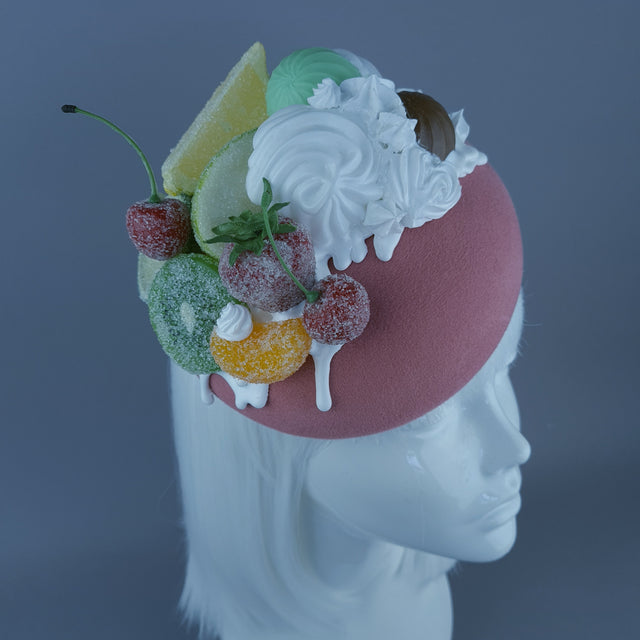 "Sugar Sugar" Sugared Fruit & Cream Pink Food Fascinator Hat