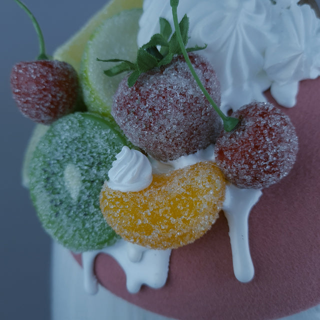 "Sugar Sugar" Sugared Fruit & Cream Pink Food Fascinator Hat