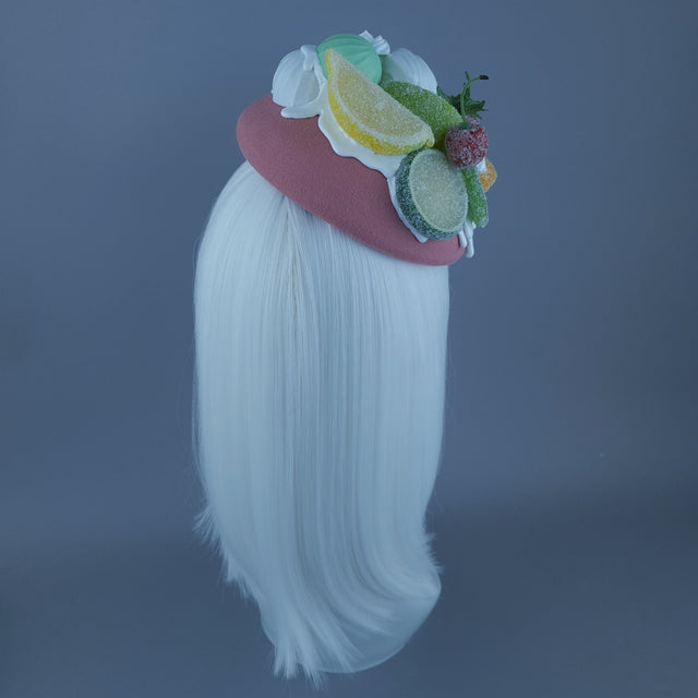 "Sugar Sugar" Sugared Fruit & Cream Pink Food Fascinator Hat