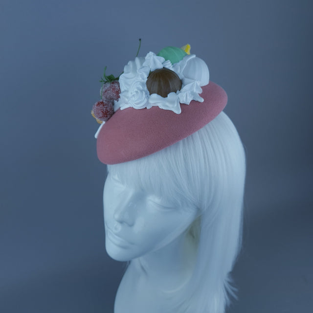 "Sugar Sugar" Sugared Fruit & Cream Pink Food Fascinator Hat