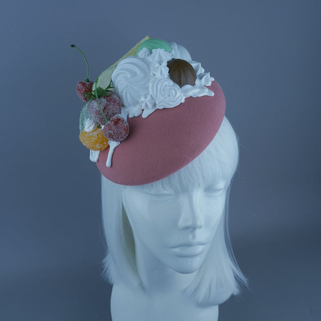 "Sugar Sugar" Sugared Fruit & Cream Pink Food Fascinator Hat