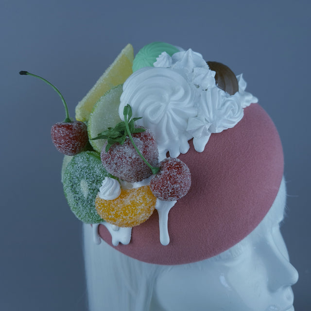 "Sugar Sugar" Sugared Fruit & Cream Pink Food Fascinator Hat