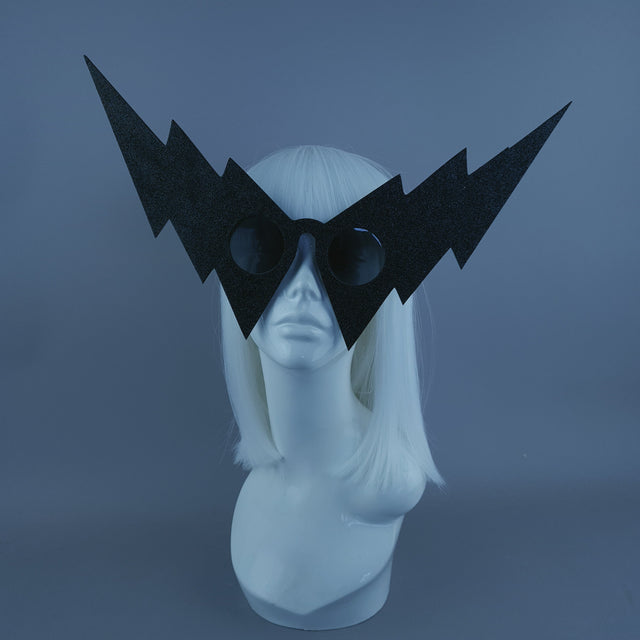 Slight 2nd!!! Black Glitter Lightning Bolt Sunglasses