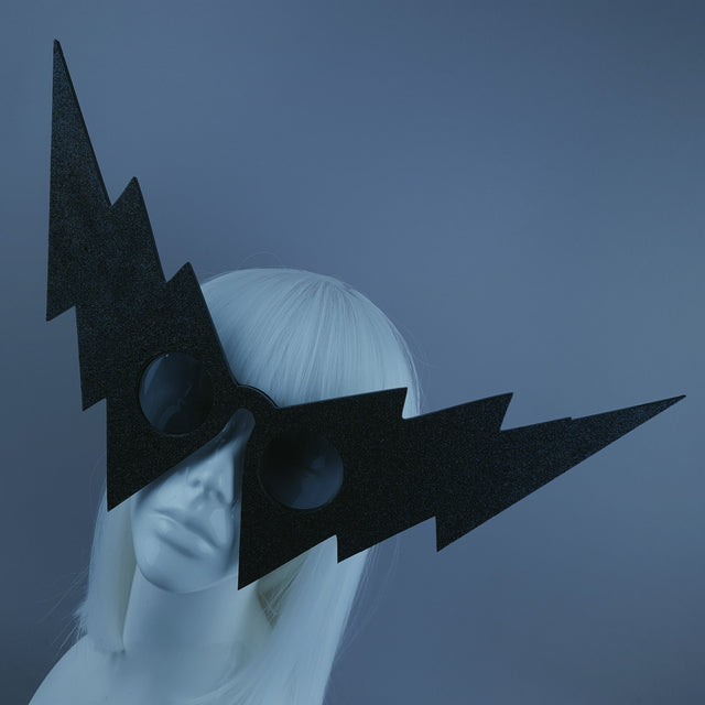 Slight 2nd!!! Black Glitter Lightning Bolt Sunglasses