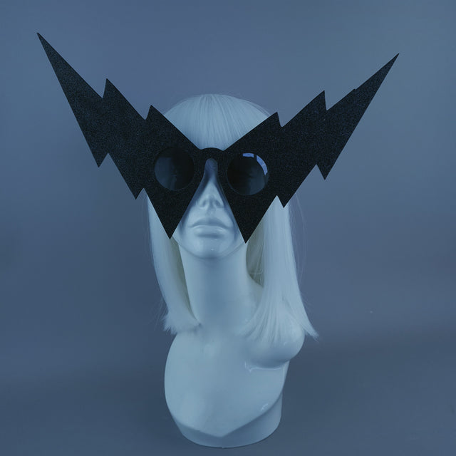 Slight 2nd!!! Black Glitter Lightning Bolt Sunglasses