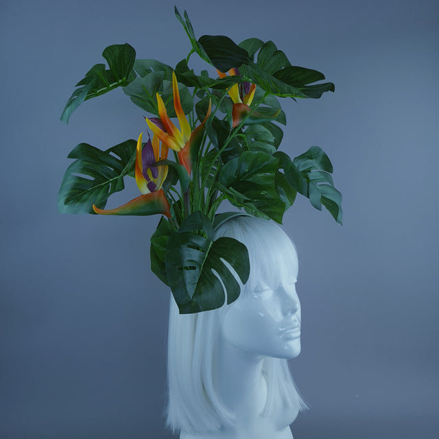 "Chiara" Tropical Flower & Leaf Headdress