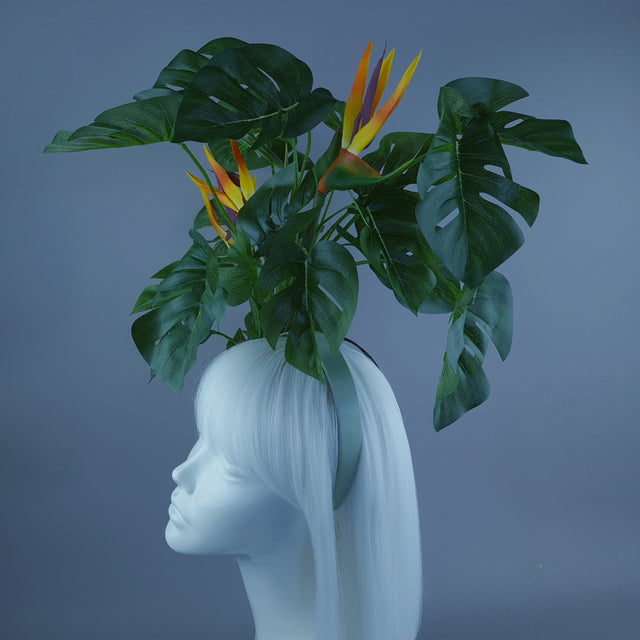 "Chiara" Tropical Flower & Leaf Headdress