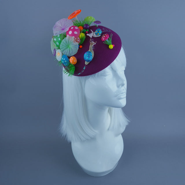 "Tipsy" Mushroom & Snail Cocktail Party Fascinator Hat