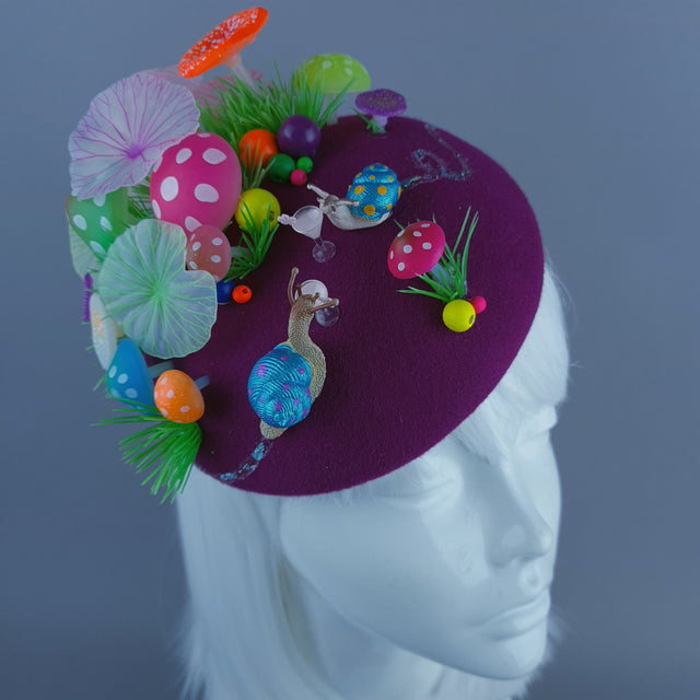 "Tipsy" Mushroom & Snail Cocktail Party Fascinator Hat