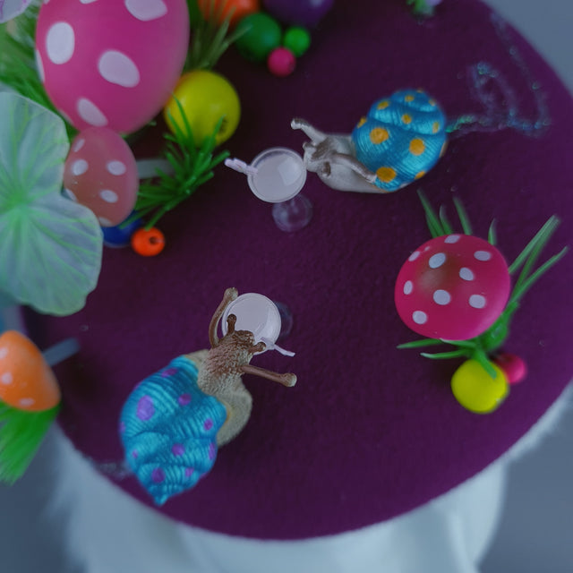 "Tipsy" Mushroom & Snail Cocktail Party Fascinator Hat
