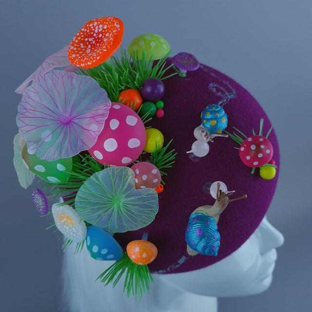 "Tipsy" Mushroom & Snail Cocktail Party Fascinator Hat