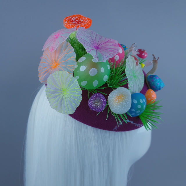 "Tipsy" Mushroom & Snail Cocktail Party Fascinator Hat