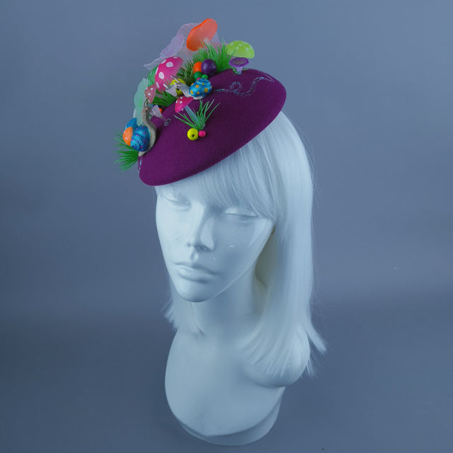 "Tipsy" Mushroom & Snail Cocktail Party Fascinator Hat