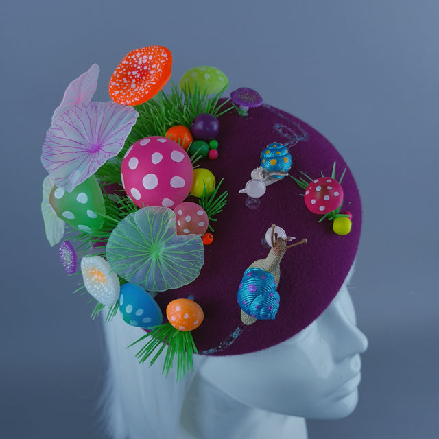 "Tipsy" Mushroom & Snail Cocktail Party Fascinator Hat