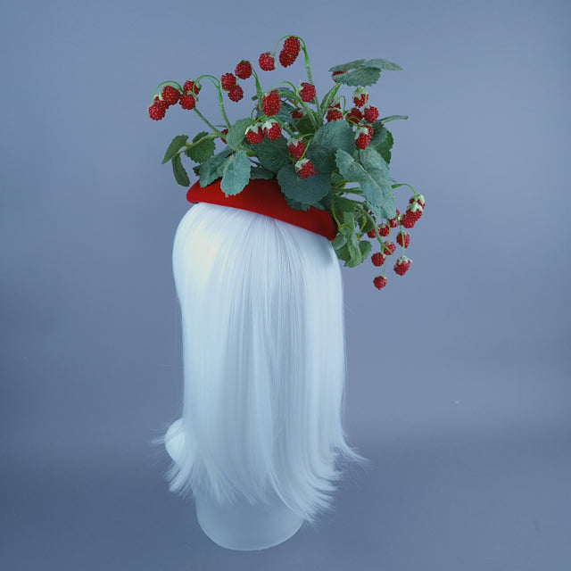 "Raspberry Patch" Red Rasberries & Jewel Fruit Food Fascinator Hat