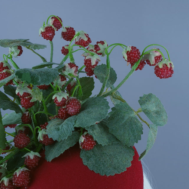 "Raspberry Patch" Red Rasberries & Jewel Fruit Food Fascinator Hat