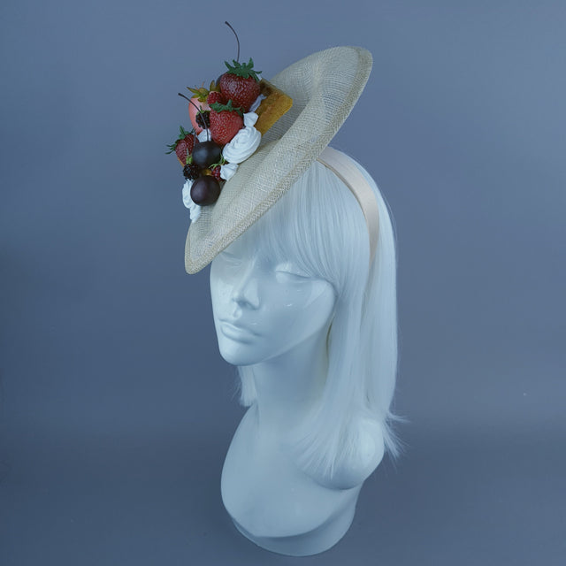 "Fusió" Waffles, Strawberry & Cream Fruit Food Fascinator Hat