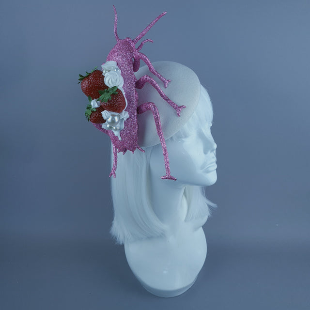 "Pinky" Giant Pink Cockroach Strawberries & Cream Fascinator Hat