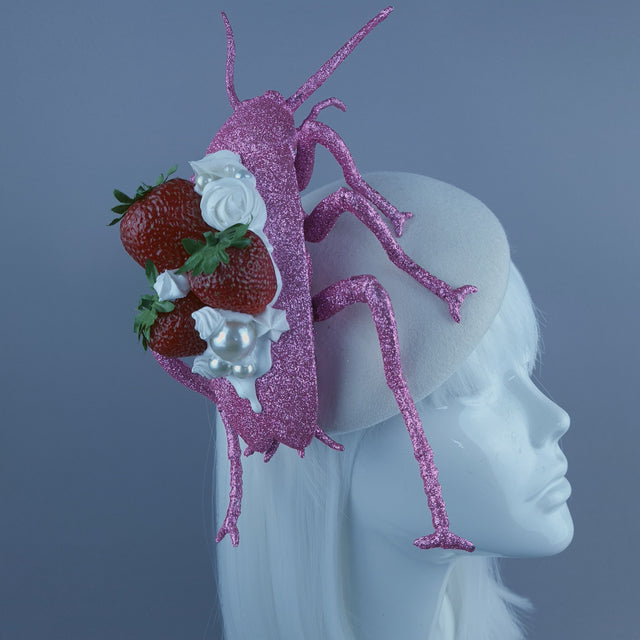 "Pinky" Giant Pink Cockroach Strawberries & Cream Fascinator Hat