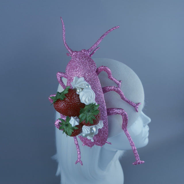 "Pinky" Giant Pink Cockroach Strawberries & Cream Fascinator Hat