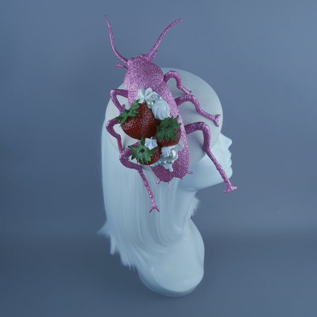 "Pinky" Giant Pink Cockroach Strawberries & Cream Fascinator Hat