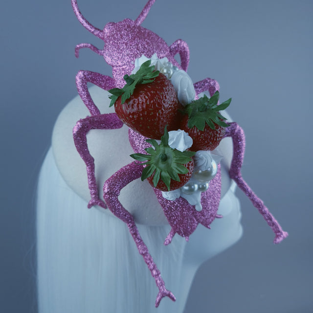 "Pinky" Giant Pink Cockroach Strawberries & Cream Fascinator Hat