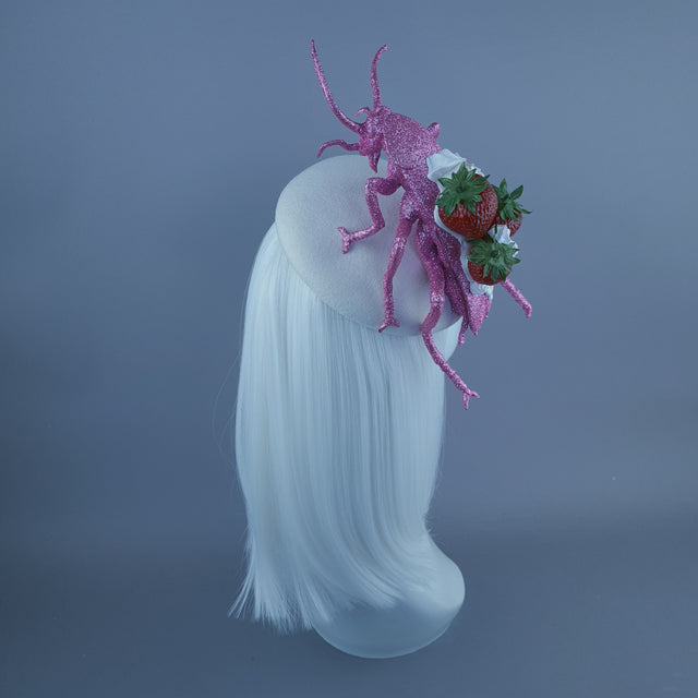 "Pinky" Giant Pink Cockroach Strawberries & Cream Fascinator Hat