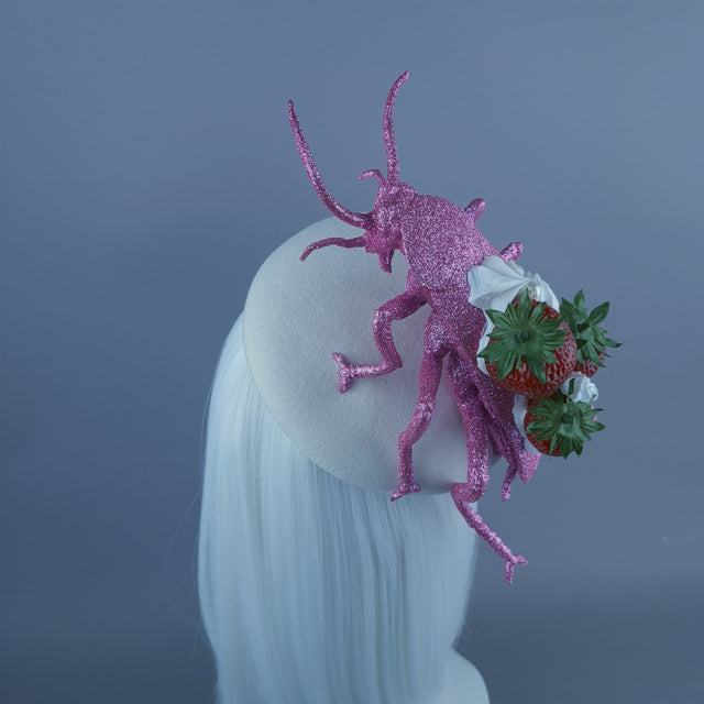 "Pinky" Giant Pink Cockroach Strawberries & Cream Fascinator Hat