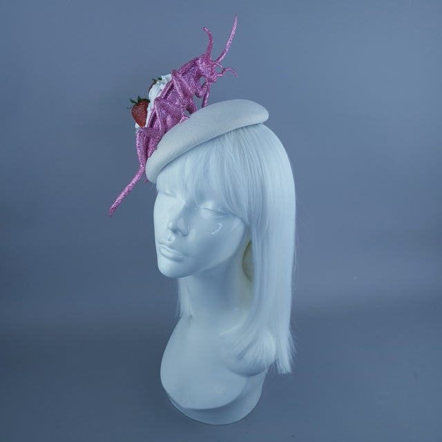 "Pinky" Giant Pink Cockroach Strawberries & Cream Fascinator Hat