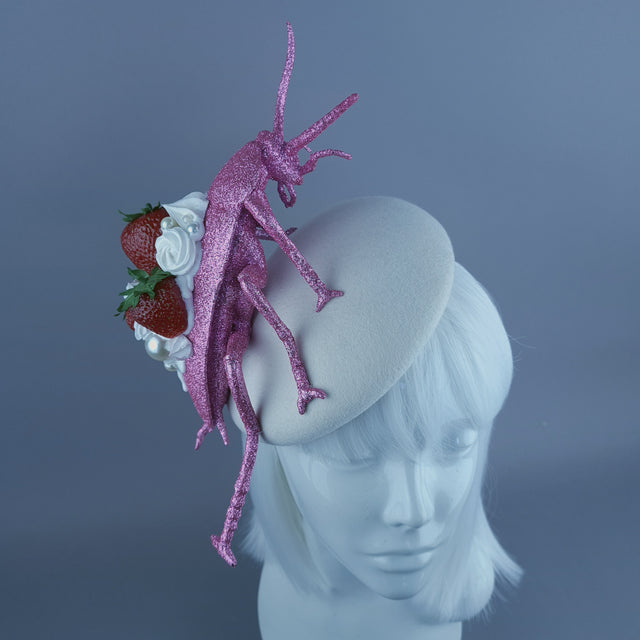 "Pinky" Giant Pink Cockroach Strawberries & Cream Fascinator Hat