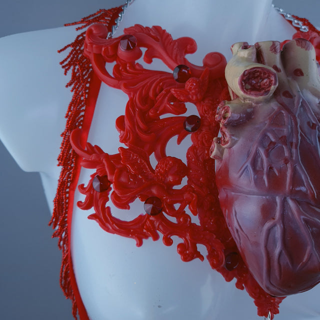 "Louvri 2" Red Anatomical Heart Filigree Jewellery Harness