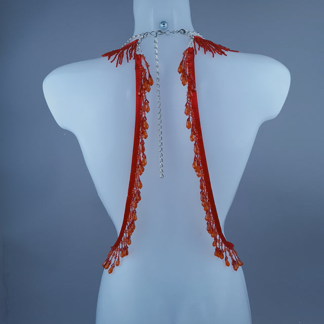 "Louvri 2" Red Anatomical Heart Filigree Jewellery Harness
