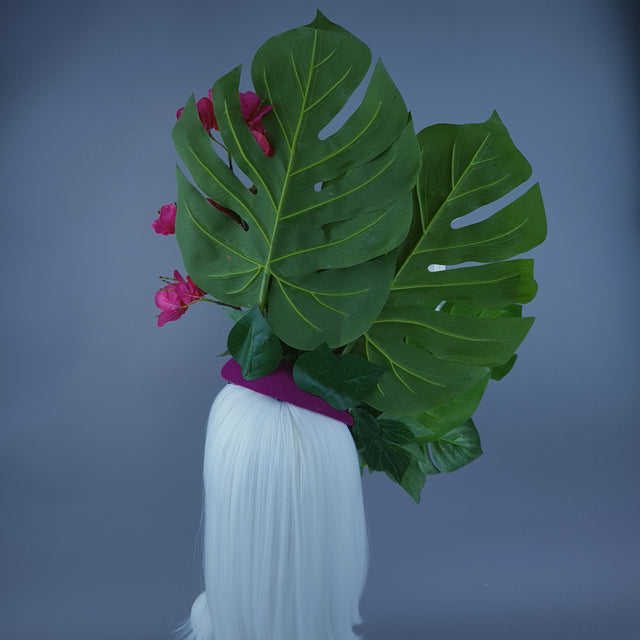 "Arcelia" Colourful Flower & Tropical Leaf Fascinator Hat