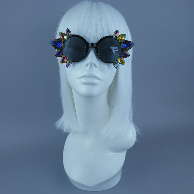 Multi Coloured Diamante Jewel Round Sunglasses