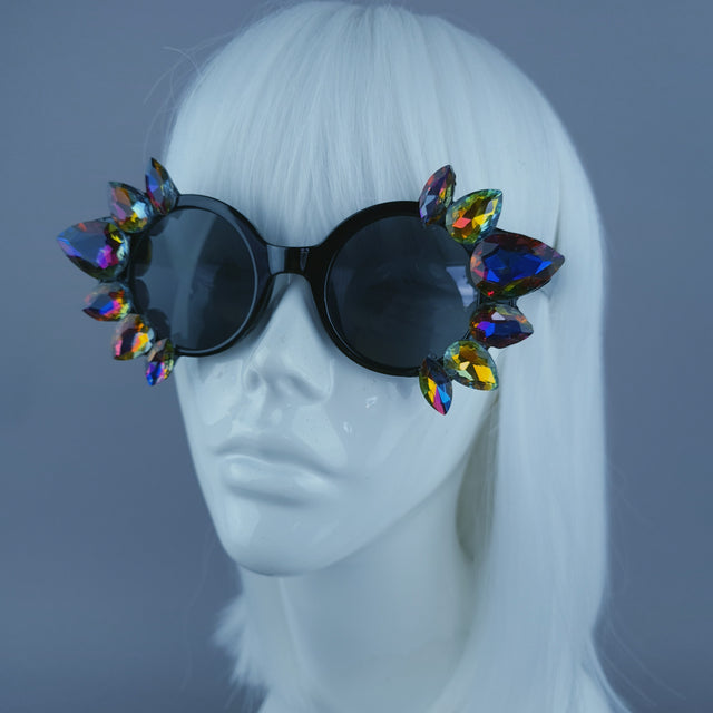 Multi Coloured Diamante Jewel Round Sunglasses