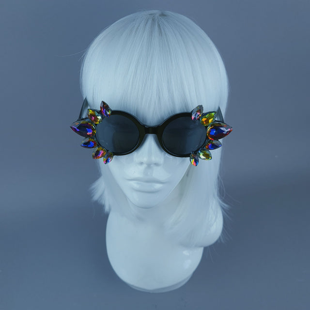 Multi Coloured Diamante Jewel Round Sunglasses