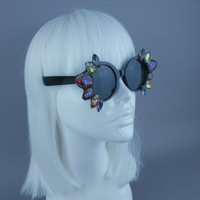 Multi Coloured Diamante Jewel Round Sunglasses