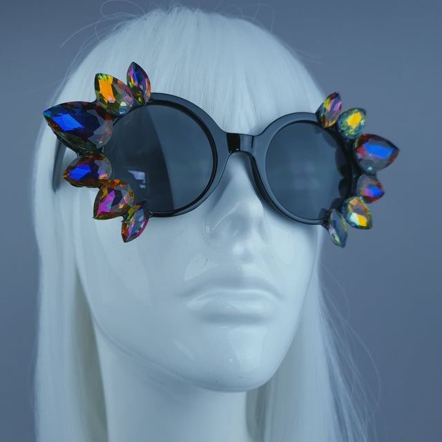 Multi Coloured Diamante Jewel Round Sunglasses