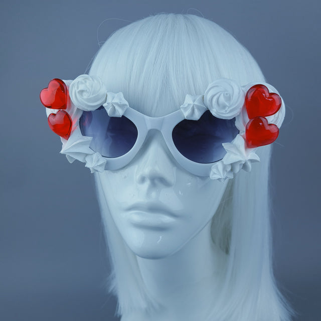 "Pie" White Frosting Icing Red Hearts Sunglasses