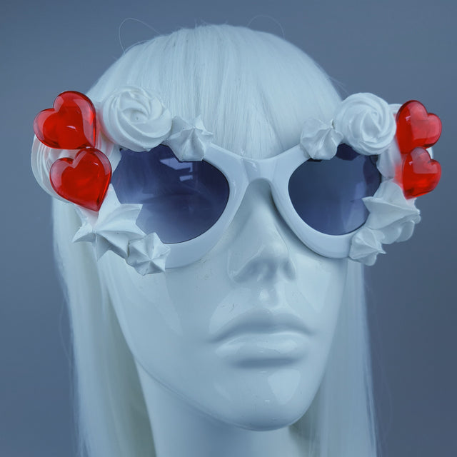 "Pie" White Frosting Icing Red Hearts Sunglasses
