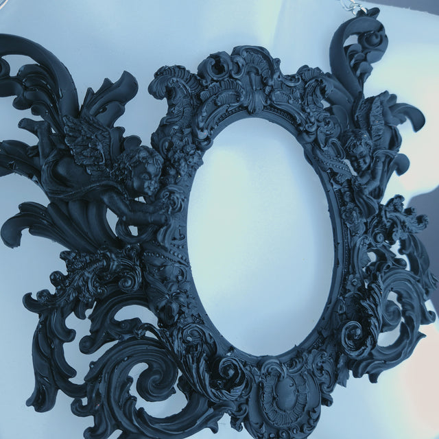 "Carminia" Black Filigree Cherub Frame Neckpiece