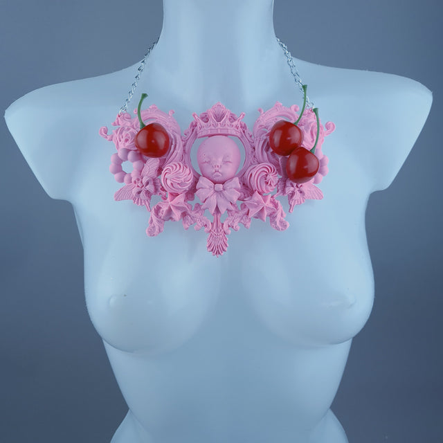 "Kamiko" Pink Doll Cherry Neckpiece