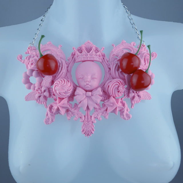 "Kamiko" Pink Doll Cherry Neckpiece