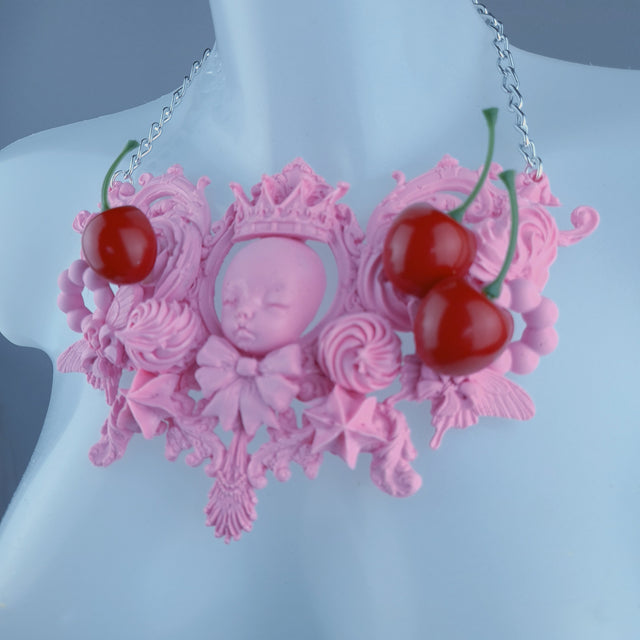 "Kamiko" Pink Doll Cherry Neckpiece