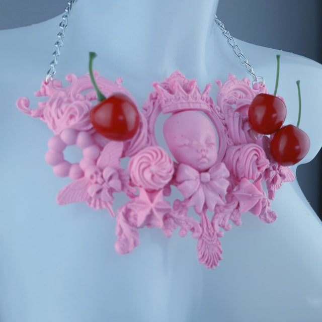 "Kamiko" Pink Doll Cherry Neckpiece
