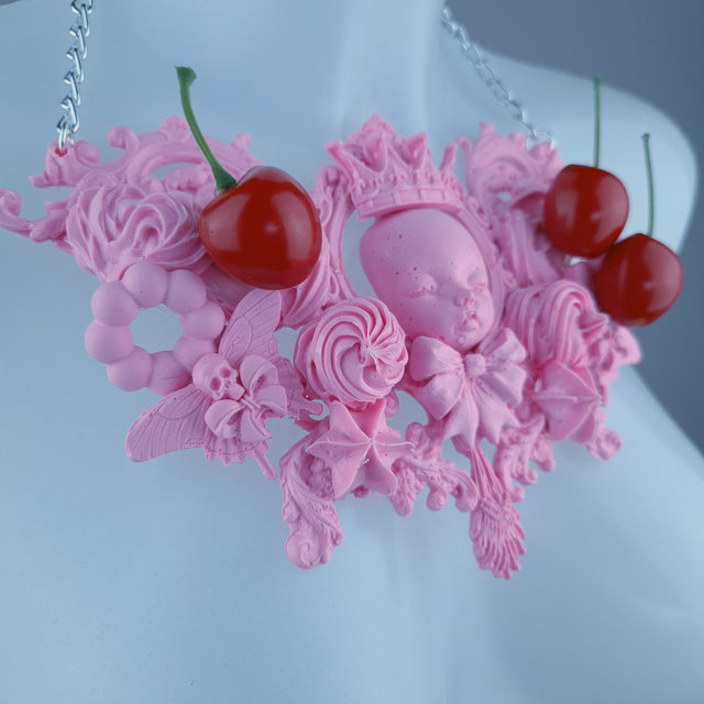 "Kamiko" Pink Doll Cherry Neckpiece