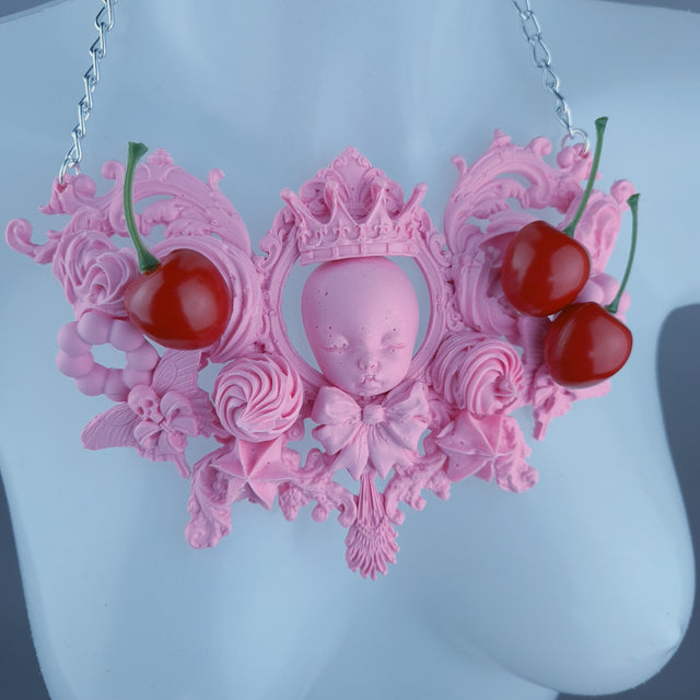 "Kamiko" Pink Doll Cherry Neckpiece