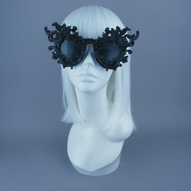 "Sarai" Black Baroque Filigree Sunglasses