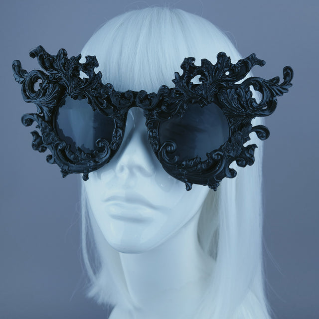 "Sarai" Black Baroque Filigree Sunglasses